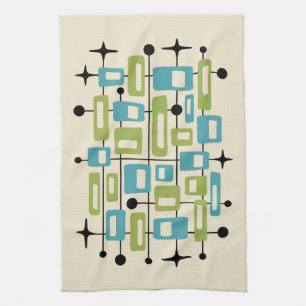 Colorful Retro Mid Century Modern Atomic Abstract Kitchen Towel