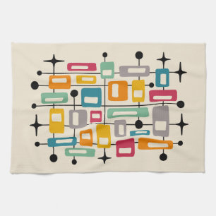 Colorful Retro Mid Century Modern Atomic Abstract Kitchen Towel