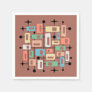 Colorful Retro Mid Century Modern Atomic Abstract Napkins