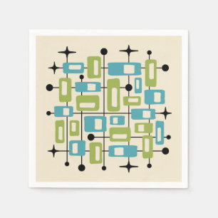Colorful Retro Mid Century Modern Atomic Abstract Napkins