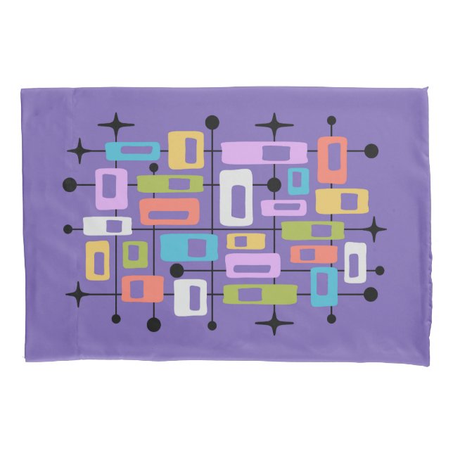 Colorful Retro Mid Century Modern Atomic Abstract Pillow Case (Front-Left)