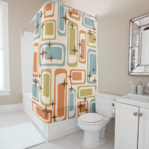 Colorful Retro Mid Century Modern Atomic Abstract Shower Curtain