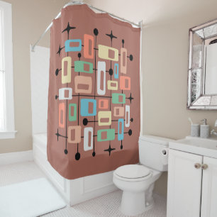 Colorful Retro Mid Century Modern Atomic Abstract Shower Curtain