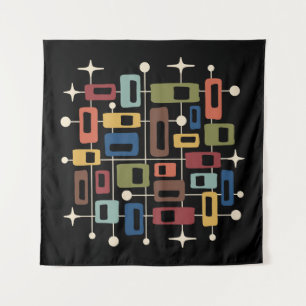 Colorful Retro Mid Century Modern Atomic Abstract Tapestry