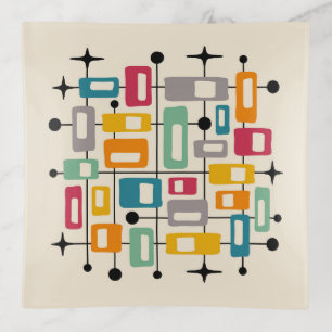 Colorful Retro Mid Century Modern Atomic Abstract Trinket Tray