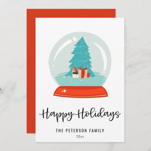 Colorful Retro Mid_century Modern Snow Globe Holiday Card