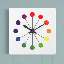 Colorful Retro Mid Century Modern Square Clock