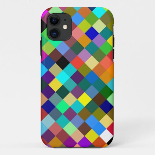 Colorful Retro Modern Squares Pattern 2 iPhone 11 Case