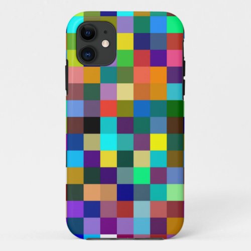 Colorful Retro Modern Squares Pattern iPhone 11 Case