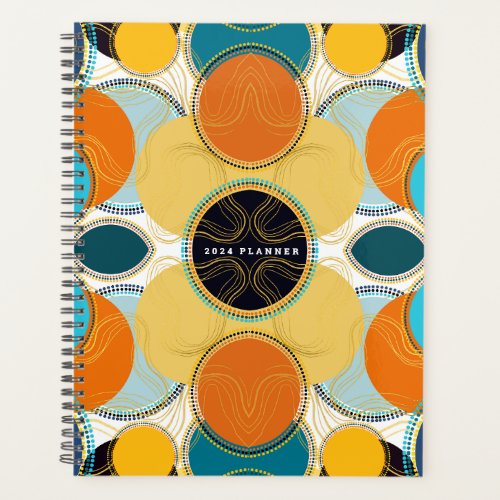 Colorful Retro Mosaic Abstract Geometric Pattern Planner