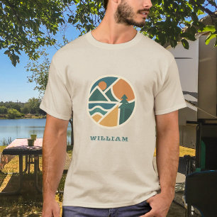 Colorful Retro Mountain Adventure Camping T-Shirt