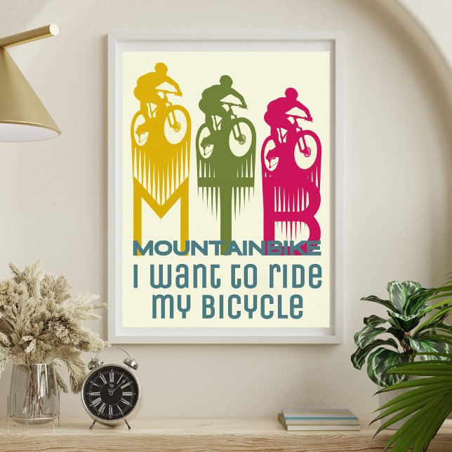 Colorful retro Mountainbike MTB Mountainbiker  Poster (Creator Uploaded)
