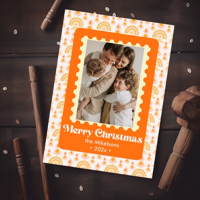 Colorful Retro Multi Photo Christmas Holiday Card (Creator Uploaded)