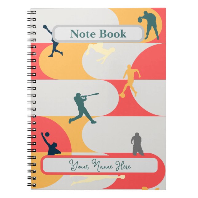 Colorful Retro Multi-Sport Silhouette Personalized Notebook (Front)