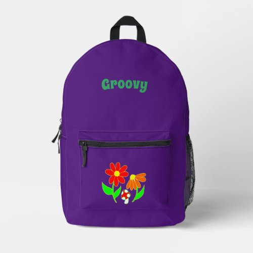 Colorful retro mushroom backpack