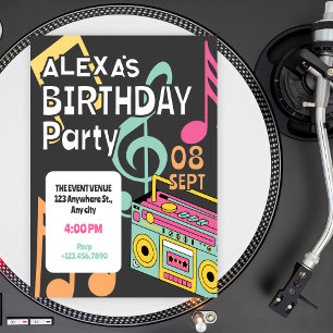Colorful retro music notes invitation