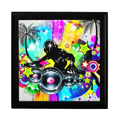 Colorful Retro Music Theme_DJ  Spinning Records Jewelry Box