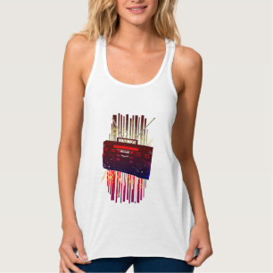 Colorful Retro Music Vibes With Cosmic Abstract Tank Top