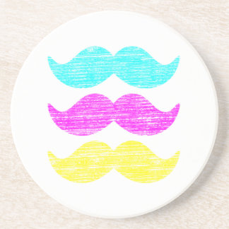 Colorful Retro Mustache Pattern Design Coaster