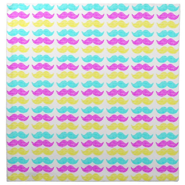 Colorful Retro Mustache Pattern Design Napkin (Front)
