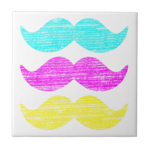 Colorful Retro Mustache Pattern Design Tile