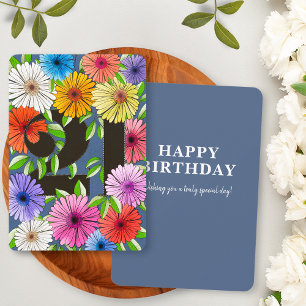 Colorful Retro Navy Blue Happy 21st Birthday Card