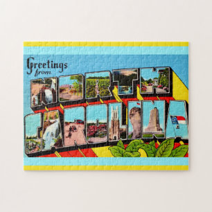 Colorful Retro North Carolina Jigsaw Puzzle