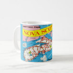 Colorful Retro Nova Scotia Map Mug<br><div class="desc">Beautiful retro postcard map of Nova Scotia Canada repurposed!</div>