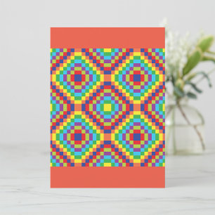 Colorful Retro Optical Illusion Geometric Rainbow Invitation