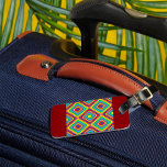 Colorful Retro Optical Illusion Geometric Rainbow Luggage Tag