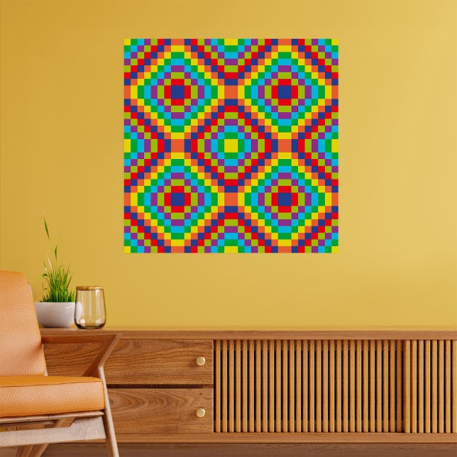 Colorful Retro Optical Illusion Geometric Rainbow Poster (Creator Uploaded)