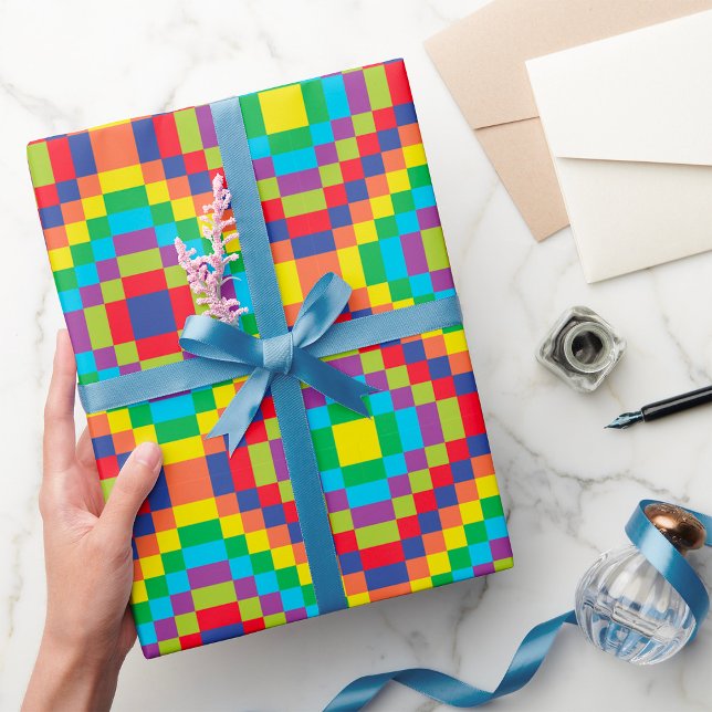 Colorful Retro Optical Illusion Geometric Rainbow Wrapping Paper (Creator Uploaded)