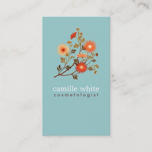 Vintage Cosmetologist Colorful Orange Red Flowers Business Card Templates
