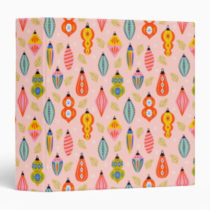 Colorful Retro Ornaments Christmas Pattern 3 Ring Binder