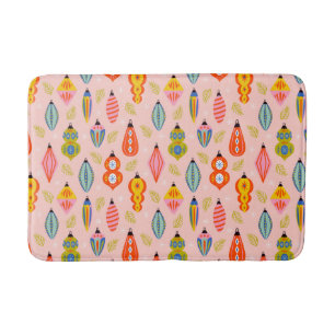 Colorful Retro Ornaments Christmas Pattern Bath Mat