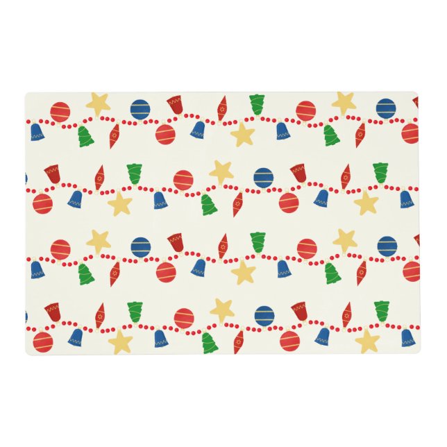 Colorful Retro Ornaments Festive Placemat (Front)