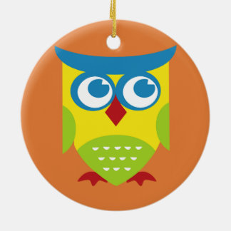 Colorful Retro Owl Ceramic Ornament