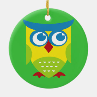 Colorful Retro Owl Ceramic Ornament
