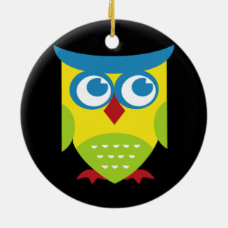 Colorful Retro Owl Ceramic Ornament