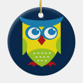 Colorful Retro Owl Ceramic Ornament