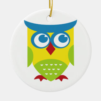 Colorful Retro Owl Ceramic Ornament