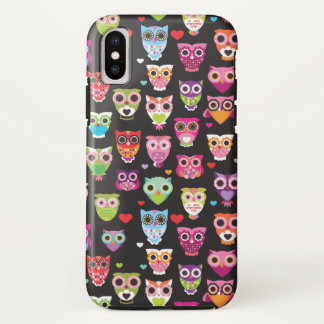 Colorful retro Owls iPhone X Case