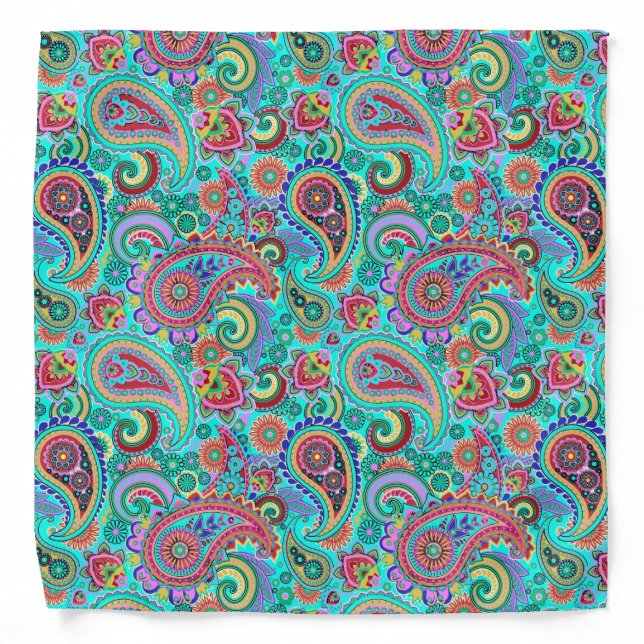 Colorful Retro Paisley 2 Bandana (Front)