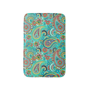 Colorful Retro Paisley Bath Mat