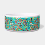 Colorful Retro Paisley Bowl<br><div class="desc">Cool retro colorful paisley pattern. Blue-green with red and white accents.</div>