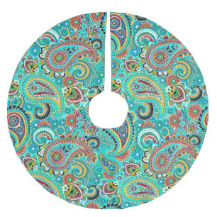 Colorful Retro Paisley Brushed Polyester Tree Skirt