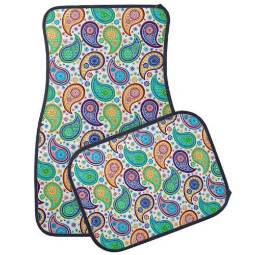 Colorful Retro Paisley Car Floor Mat