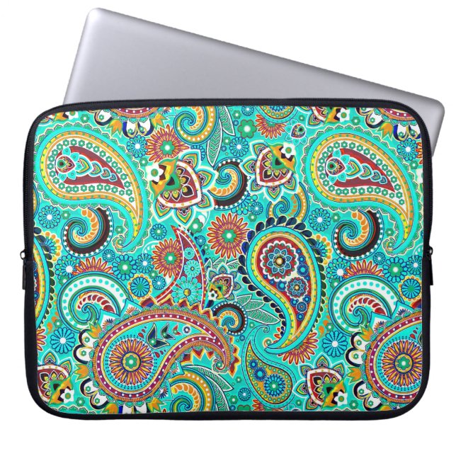 Colorful Retro Paisley Laptop Sleeve (Front)