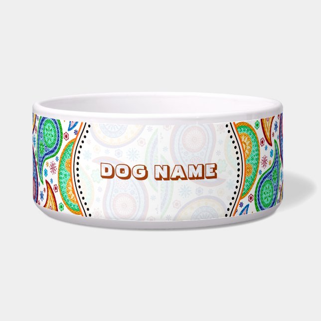 Colorful Retro Paisley Pattern Customized Bowl (Front)