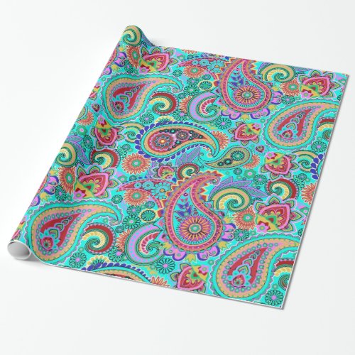 Colorful Retro Paisley Pattern Wrapping Paper